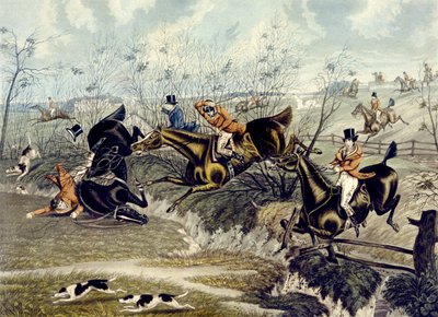 The Grand Leicestershire Fox Hunt」プレート3、チャールズ・ハントの刻印（カラーリトグラフ 作： Samuel Henry (after) Alken