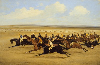 1850年のケンブリッジシャー・ステークス。The Start（油彩・キャンバス）（266407も参照 作： Samuel Henry Alken