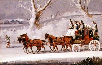 雪嵐の中のロイヤルメール（油彩・パネル） 作： Samuel Henry Alken