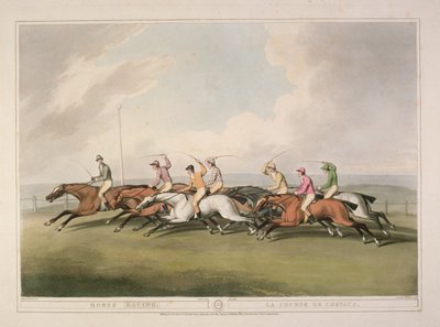 オームのブリティッシュフィールドスポーツプリントのコレクションからの競馬、1807 作： Samuel Howett