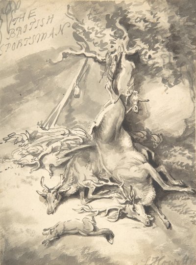 The British Sportsman の口絵のデザイン。 1812年。 作： Samuel Howitt