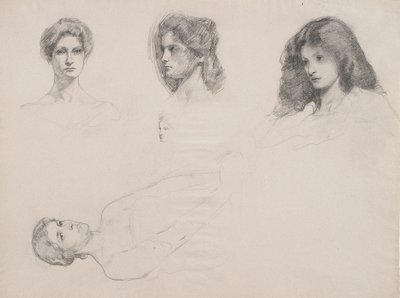 女性の頭のスケッチ 作： Samuel Isham