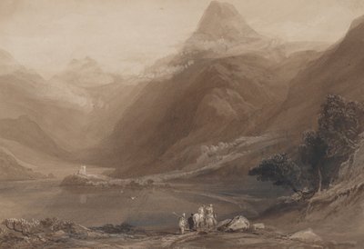 ランベリス湖、北ウェールズ、1820-30。 作： Samuel Jackson