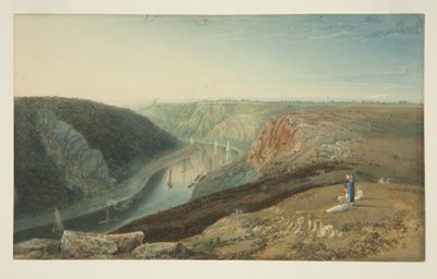 クリフトン展望台付近からのエイボン峡谷 1825年頃 （水彩・ボディカラー・紙 作： Samuel Jackson