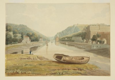 ホットウェルズとクリフトンのあるエイボン川下流の眺め、1825年頃（水彩・紙 作： Samuel Jackson