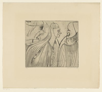 舌を突き出した人物と顔のグループ 作： Samuel Jessurun de Mesquita (signed by artist)