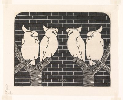 四冠オウム 作： Samuel Jessurun de Mesquita (signed by artist)