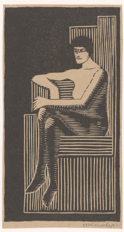 幾何学的な椅子に座っているヌード 作： Samuel Jessurun de Mesquita (signed by artist)