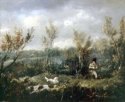 キジ撃ち（油彩・キャンバス 作： Samuel John Egbert Jones