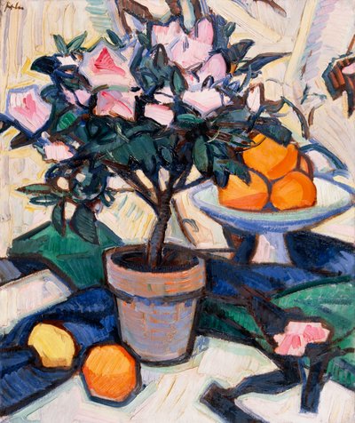 ピンクのツツジとオレンジ、c.1913 作： Samuel John Peploe