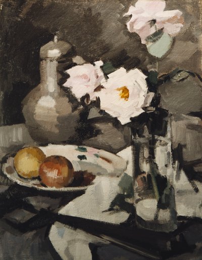 ガラスの花瓶のピンクのバラ、c。 1924 作： Samuel John Peploe
