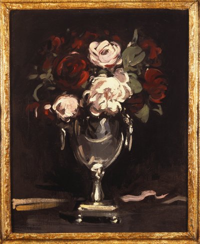 銀の壺の赤と白のバラ、c.1897 作： Samuel John Peploe