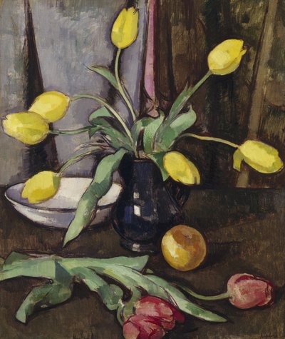 チューリップのある静物（キャンバスに油彩） 作： Samuel John Peploe