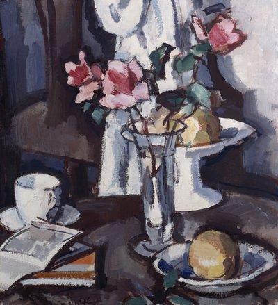 赤いバラのある静物 1931年頃 油彩・キャンバス 作： Samuel John Peploe