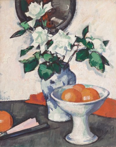白いバラ、1924年頃（キャンバスに油彩） 作： Samuel John Peploe