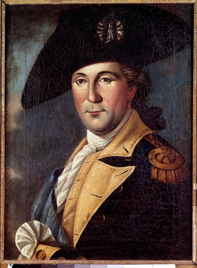 ジョージ・ワシントン（1732-1789）の衣装を着た代表者の肖像 ジョージ・ワシントン（1732-1789）の一般的な衣装を着た代表者の肖像、大陸軍総司令官のスカーフを持つ - サミュエル・キング（1748-1819）による絵画 作： Samuel King
