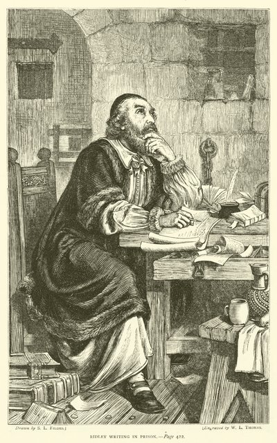 刑務所で書いているリドリー 作： Samuel Luke Fildes