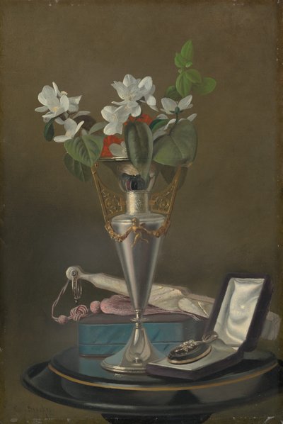 ファンとペンダントのある静物、c。 18651875。 作： Samuel Marsdon Brookes