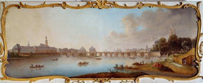 ドイツのフランクフルト・アム・マインからのフランクフルトシティパノラマの眺め。 サミュエル・ムンド (1724-1794) の絵画 18 世紀 フランクフルト、歴史博物館 作： Samuel Mund