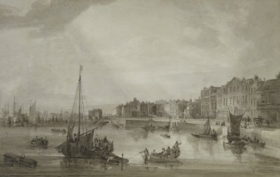 マーゲートハーバー、1806年（グラファイトに茶色のウォッシュ） 作： Samuel Owen