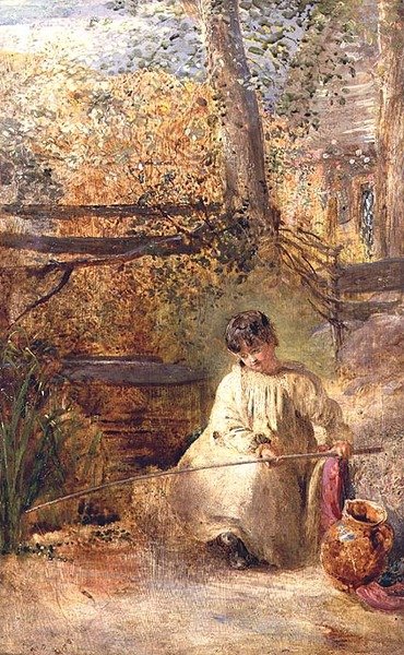 釣りをする少年 作： Samuel Palmer