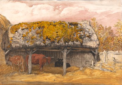 苔むした屋根の牛小屋 作： Samuel Palmer