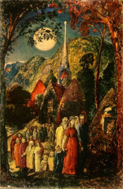 「夕方の教会から来る」、1830年、1947年。 作： Samuel Palmer