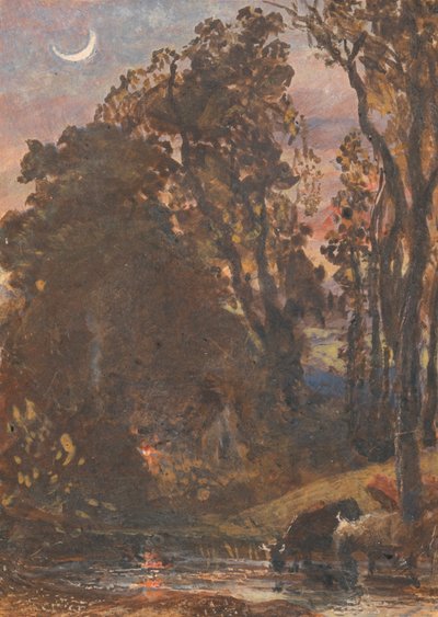 夕方、牛の水やり 作： Samuel Palmer