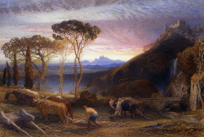 ミルトンの「リシダス」のイラスト、1864年頃（水彩でボディカラーを強調） 作： Samuel Palmer