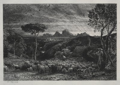 フォールドを開く、1880。 作： Samuel Palmer