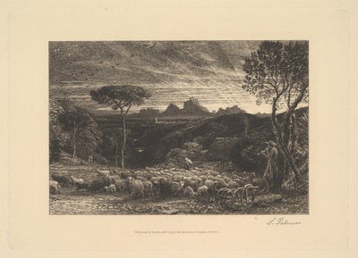 フォールド、または早朝、1880を開きます。 作： Samuel Palmer