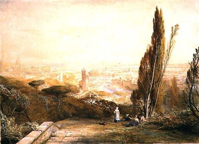 ローマ、西の丘から」1840年頃（鉛筆、水彩、ボディカラー、紙 作： Samuel Palmer