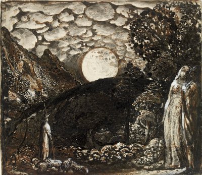 満月の下の羊飼いたち（c1829-1830 作： Samuel Palmer