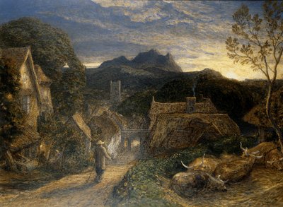 ザ・ベルマン」（水彩・ボディカラー・ボード 作： Samuel Palmer