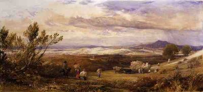 コーン畑、曇りの朝（水彩画） 作： Samuel Palmer