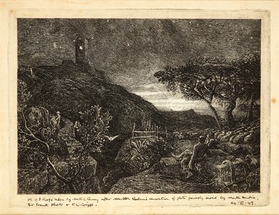 孤独な塔（エッチング） 作： Samuel Palmer