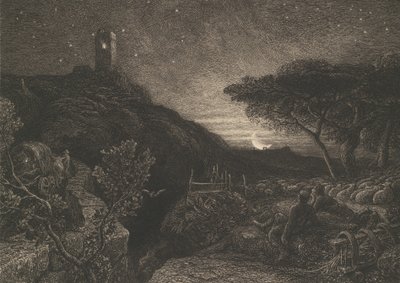 孤独な塔、1879年。 作： Samuel Palmer