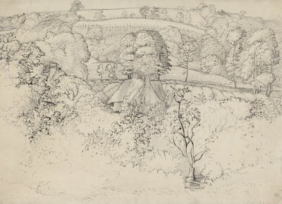 プリミティブコテージ、ショアハム（ペン、インク、紙に洗う） 作： Samuel Palmer