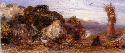 ライジングムーン（紙に鉛筆と鉛筆とトイレ） 作： Samuel Palmer