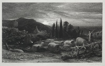 ライジングムーン、1857。 作： Samuel Palmer