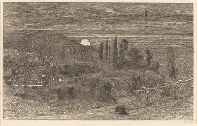 昇る月、または英国の牧歌 作： Samuel Palmer