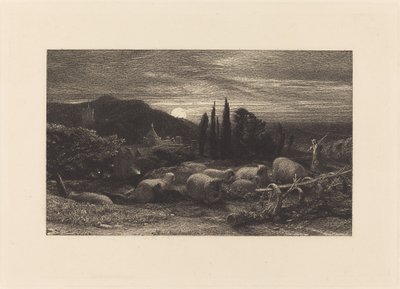 昇る月、または英国の牧歌 作： Samuel Palmer
