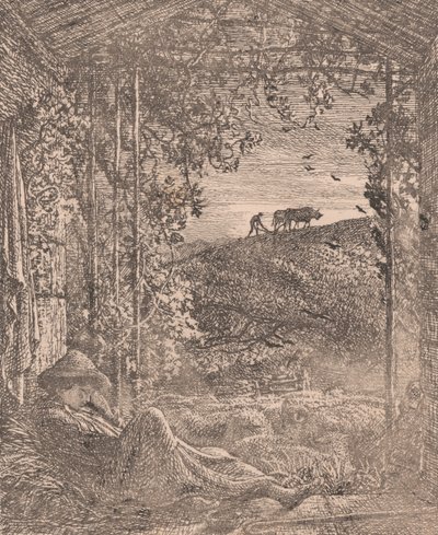 眠る羊飼い 作： Samuel Palmer