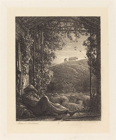 眠る羊飼い; 朝早く 作： Samuel Palmer