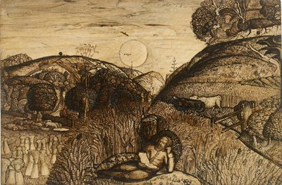 とうもろこしが生い茂る谷、1825年。 作： Samuel Palmer