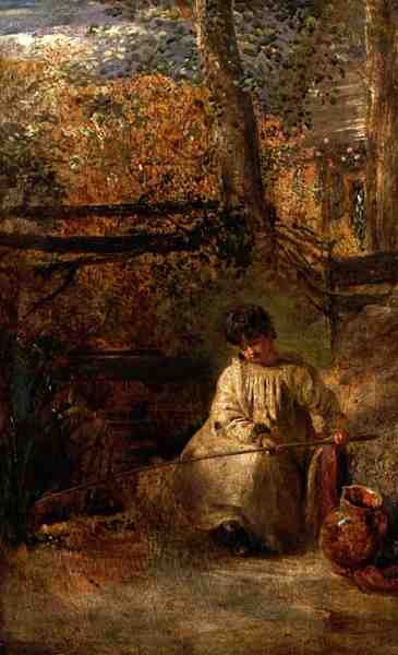 The Young Angler」（油彩・ボード） 作： Samuel Palmer