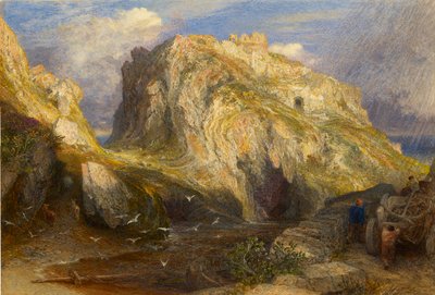 ティンタジェル城: 近づいてくる雨、1848-1849 作： Samuel Palmer