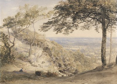 ケント州ウィルモットの丘（水彩、b - c、紙にチョーク） 作： Samuel Palmer