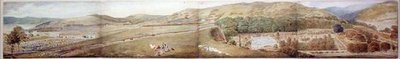 パノラマのためのスケッチ-アーシャー州ラーグスの町、1856年7月（鉛筆、紙に水彩） 作： Samuel Parlber