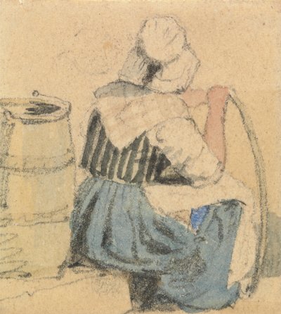 座っている農民の女性 作： Samuel Prout